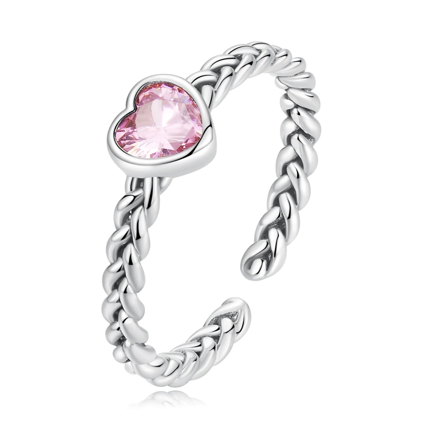 Ring „Rosa Herzedelstein mit Kettenmuster“